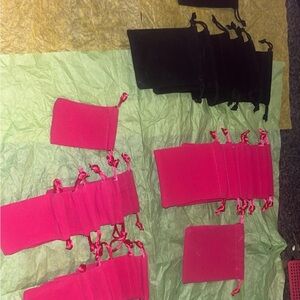 Set of Pink and Black Velvet Pouches